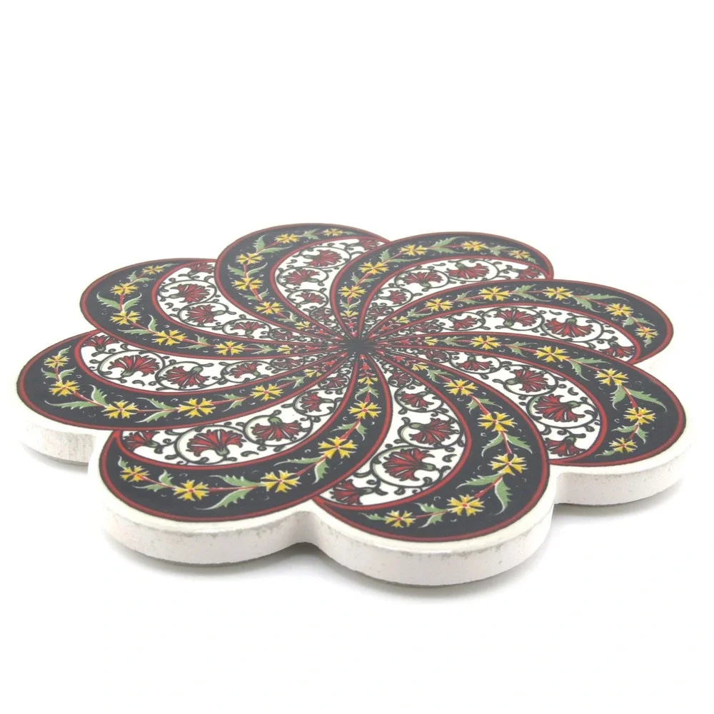 Artnicea Turkish Iznik Ceramic Trivet Floral Hot Plate Handmade Style Turkey